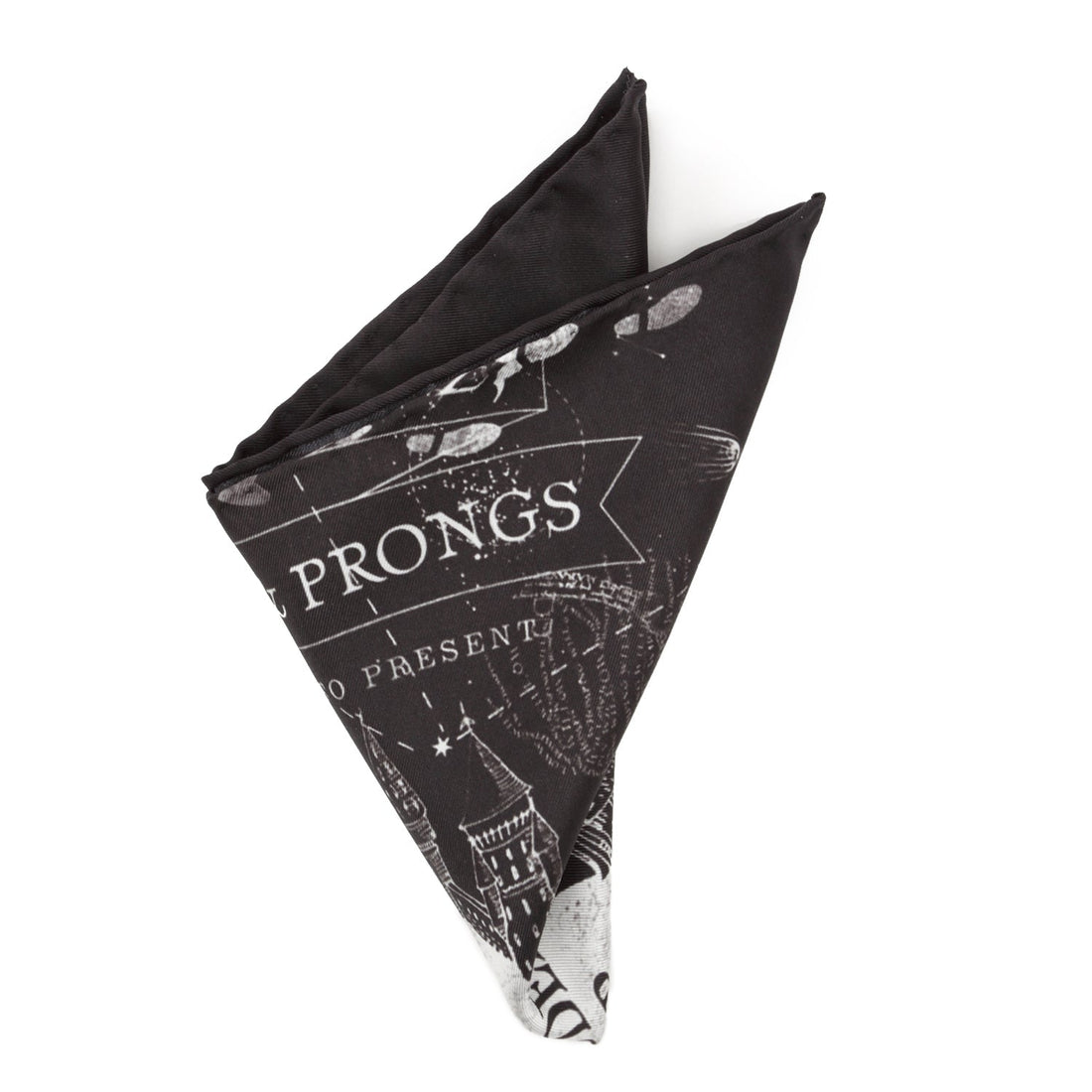 Harry Potter Marauder's Map Pocket Square in Black Silk - Image 4