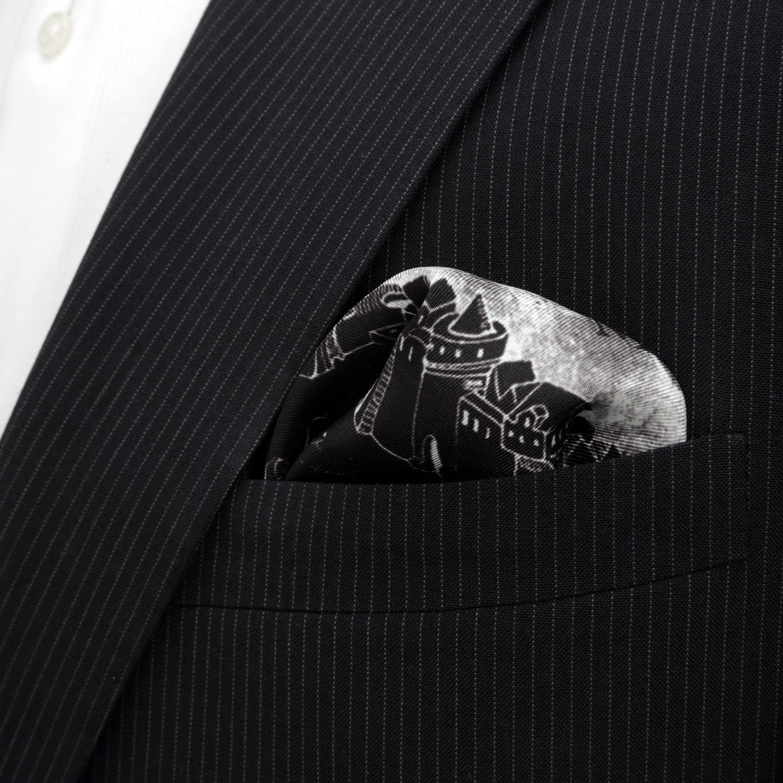 Harry Potter Marauder's Map Pocket Square in Black Silk - Image 5