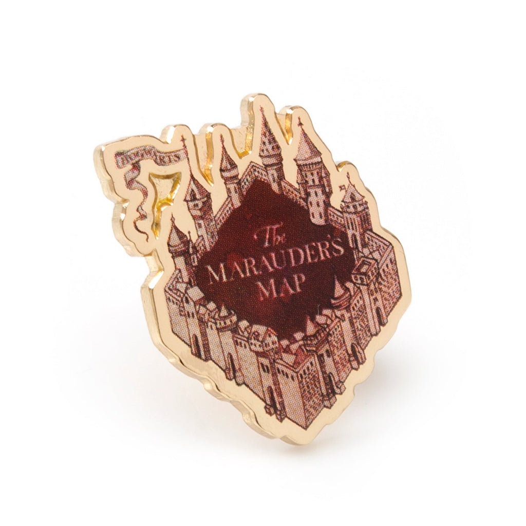 Harry Potter Marauder's Map themed lapel pin with gold-tone finish on a white background