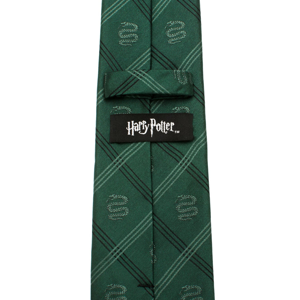 Harry Potter Slytherin Green Plaid Tie with Snake Motif - Image 4
