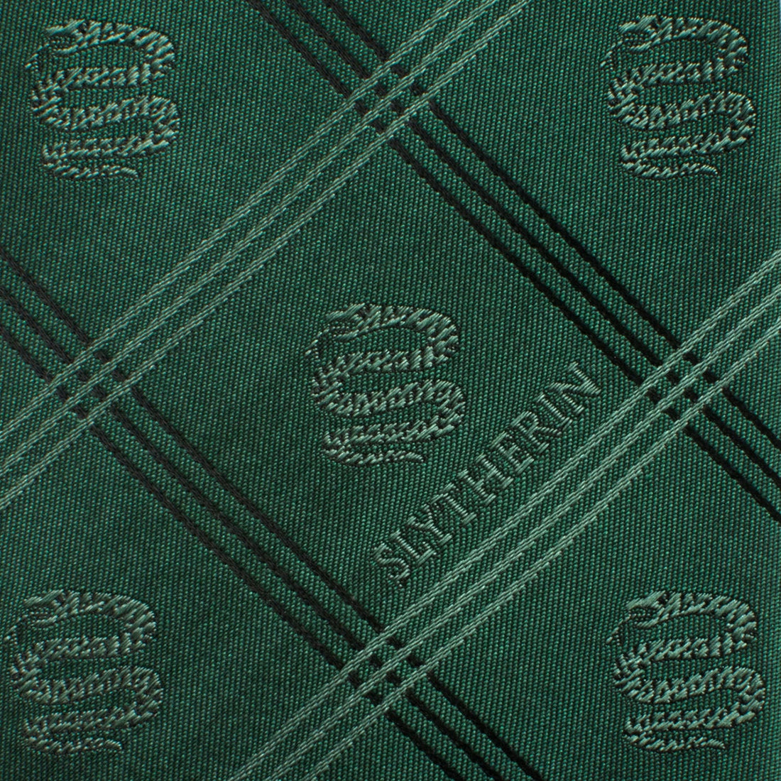Harry Potter Slytherin Green Plaid Tie with Snake Motif - Image 5