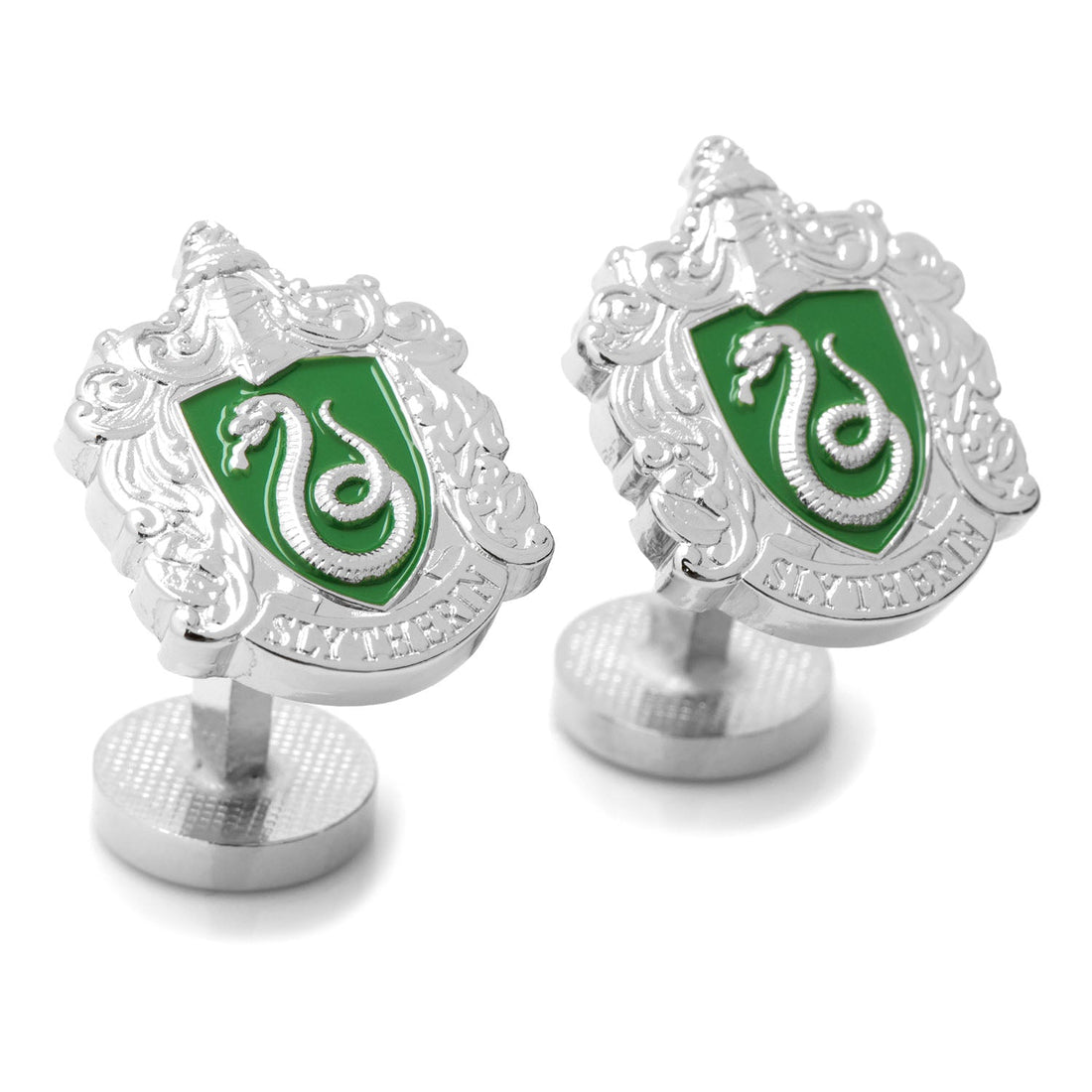 Harry Potter Slytherin House Crest Silver Plated Cufflinks - Image 2