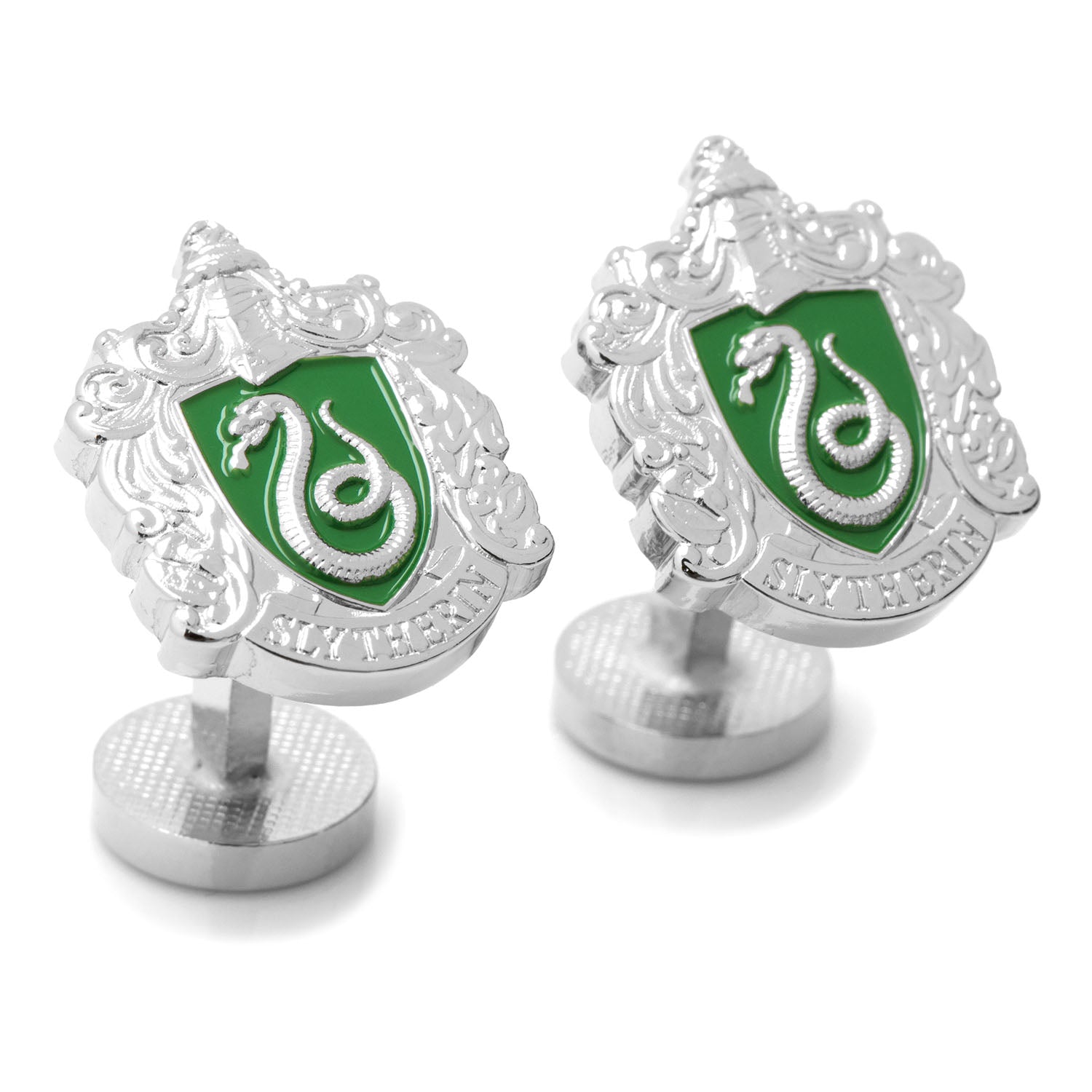 Harry Potter Slytherin House Crest Silver Plated Cufflinks - Image 2