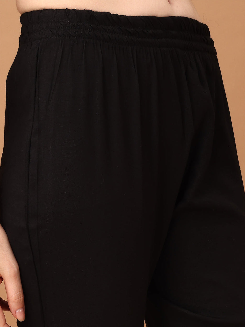 Black Embroidered & Printed Cotton Kurta Set with Dupatta