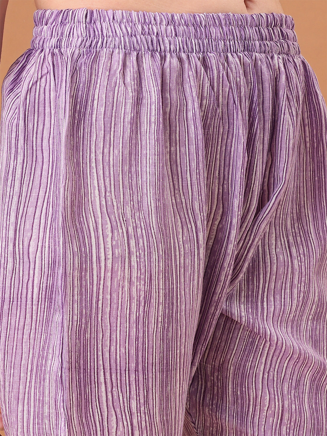 Embroidered and Printed Purple Kurta Set with Printed Dupatta