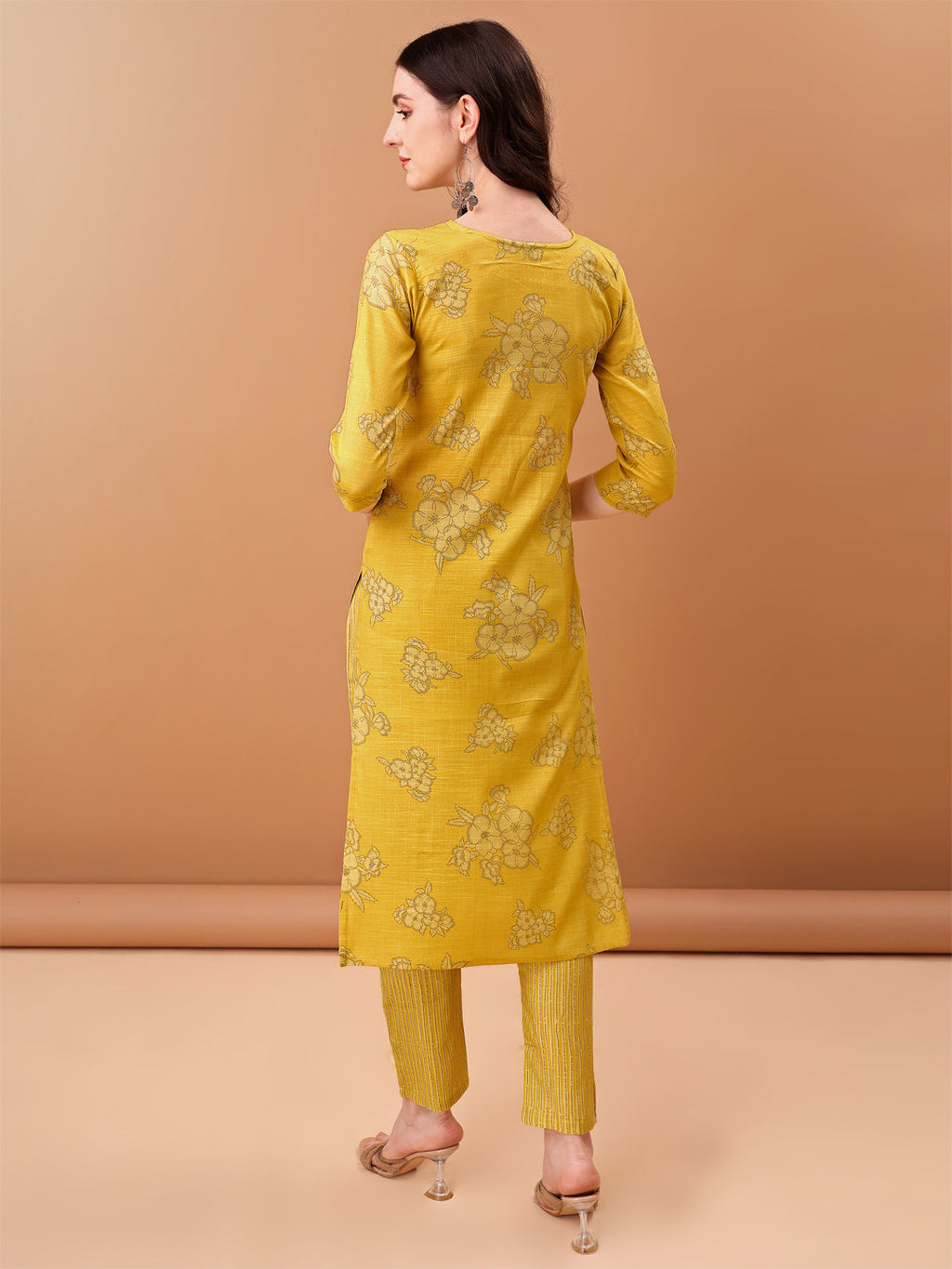 Yellow Embroidered & Printed Kurta Set with Pant and Dupatta