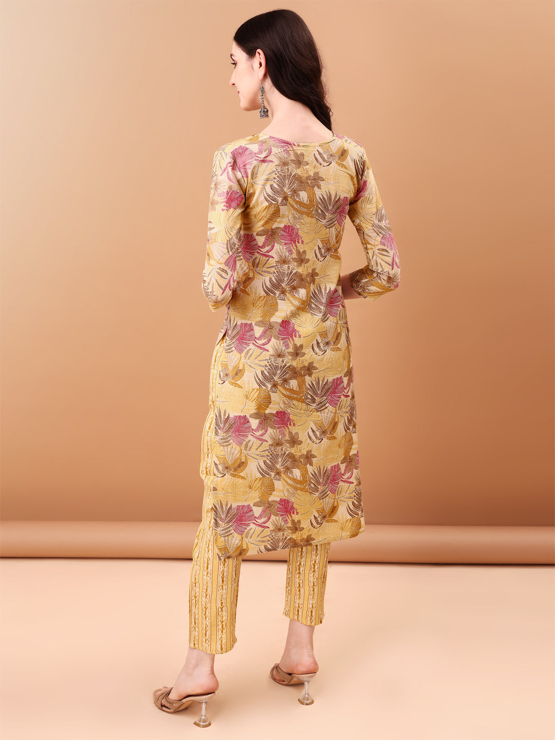 Yellow Botanical Embroidered Kurta Set with Printed Dupatta