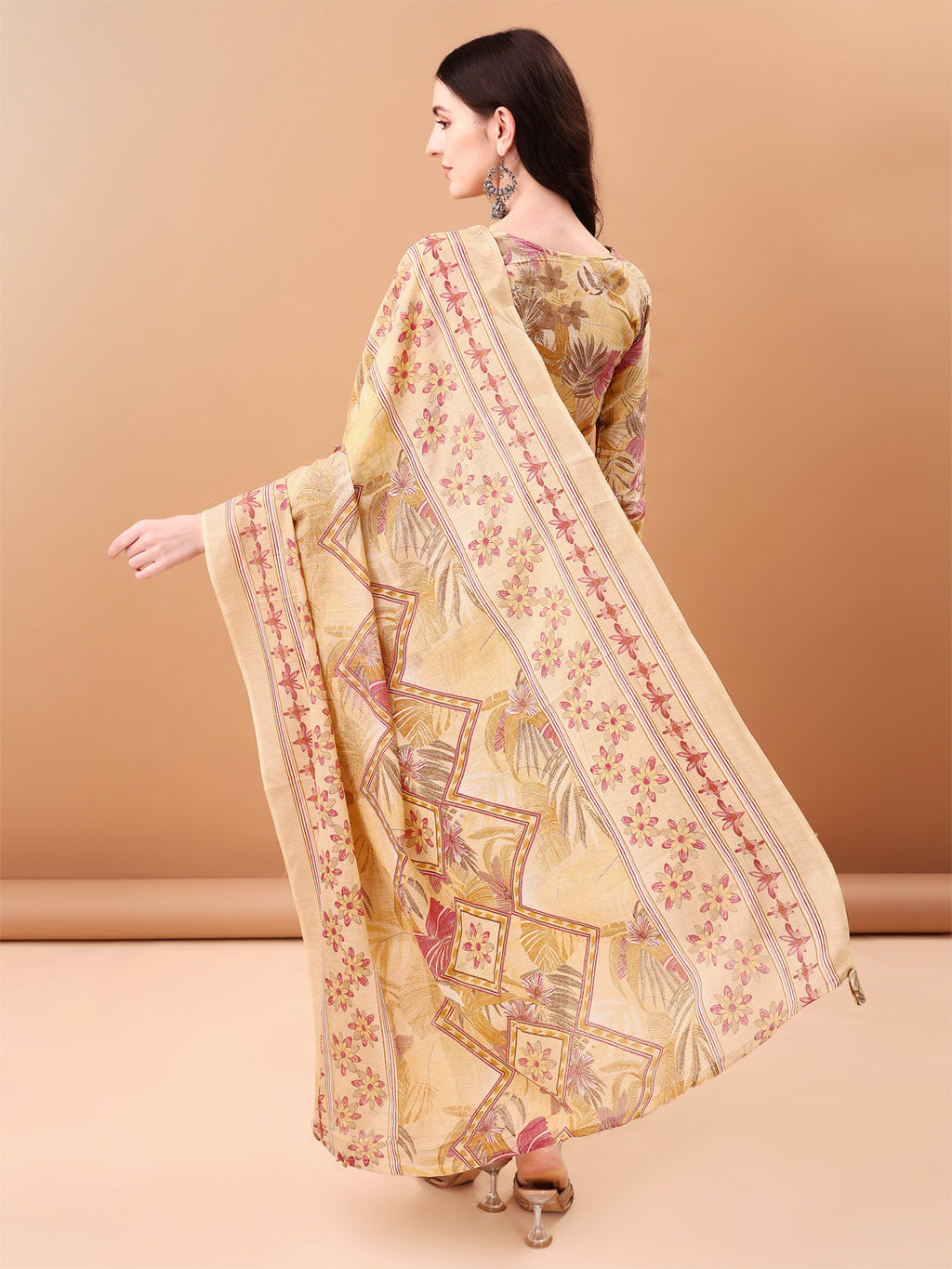 Yellow Botanical Embroidered Kurta Set with Printed Dupatta