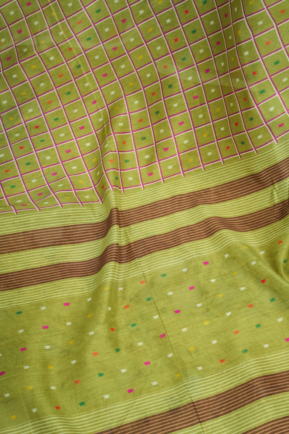 Mint Green Printed Linen Ready-to-Wear Saree with Unstitched Blouse