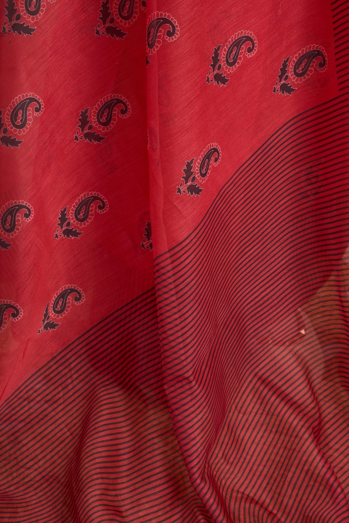 Maroon Printed Linen Ready to Wear Saree with Blouse Piece