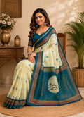Off-White Printed Chanderi Cotton Ready-to-Wear Saree