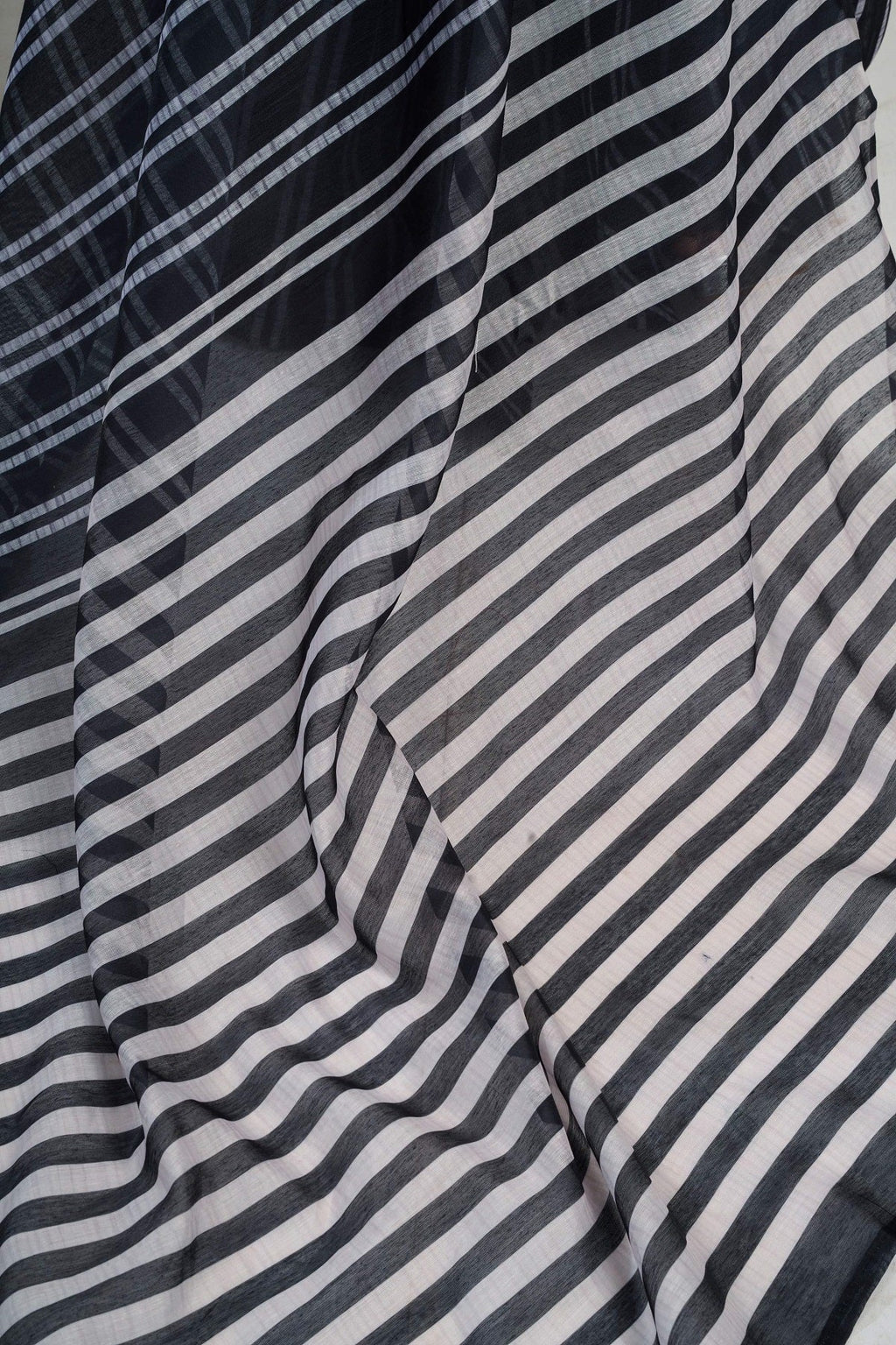 Black Printed Linen Ready to Wear Saree with Blouse Piece
