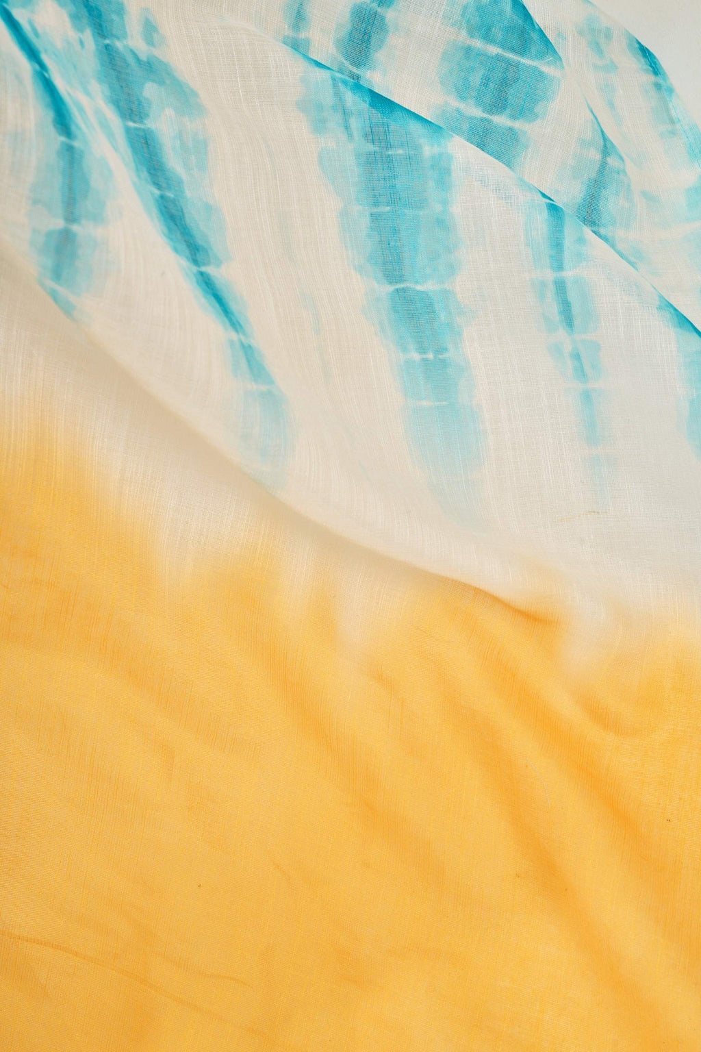 Yellow Printed Linen Ready to Wear Saree with Blouse Piece