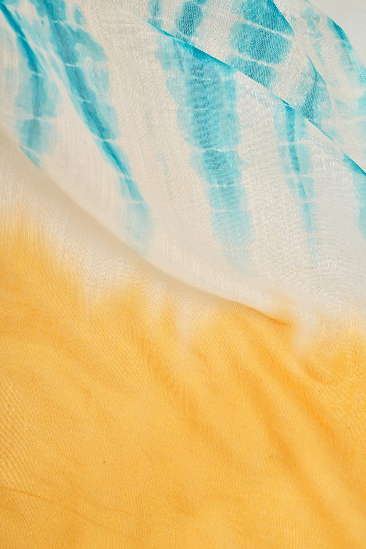 Yellow Printed Linen Ready to Wear Saree with Blouse Piece