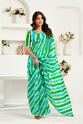Multicolor printed ready to wear linen saree with unstitched blouse piece