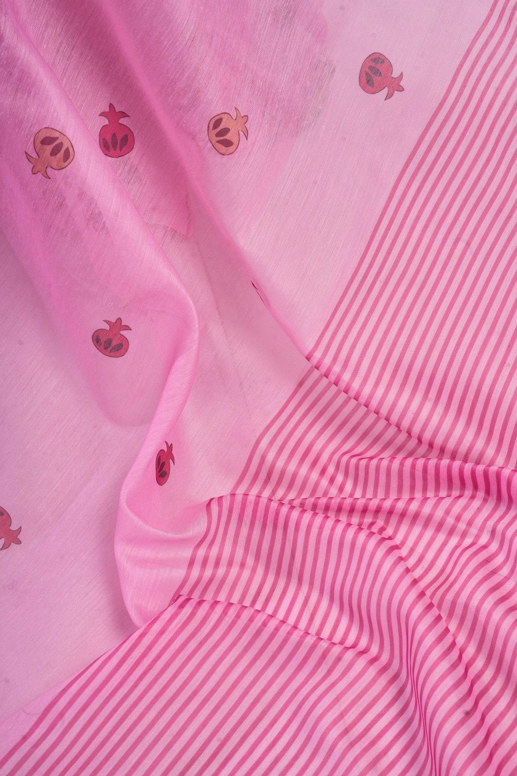 Pink Printed Linen Ready-to-Wear Saree with Unstitched Blouse