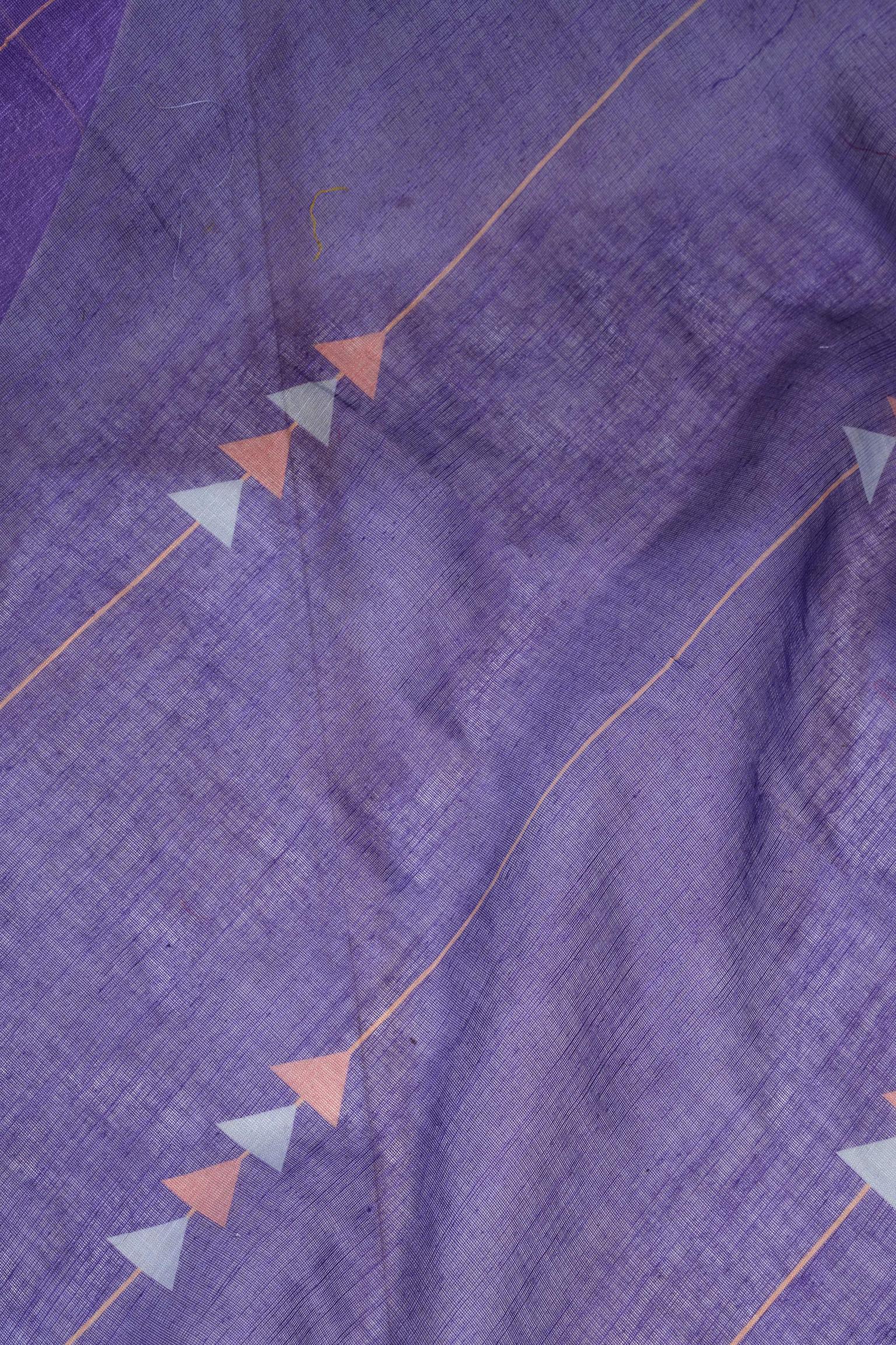 Navy Blue Printed Linen Ready to Wear Saree with Blouse