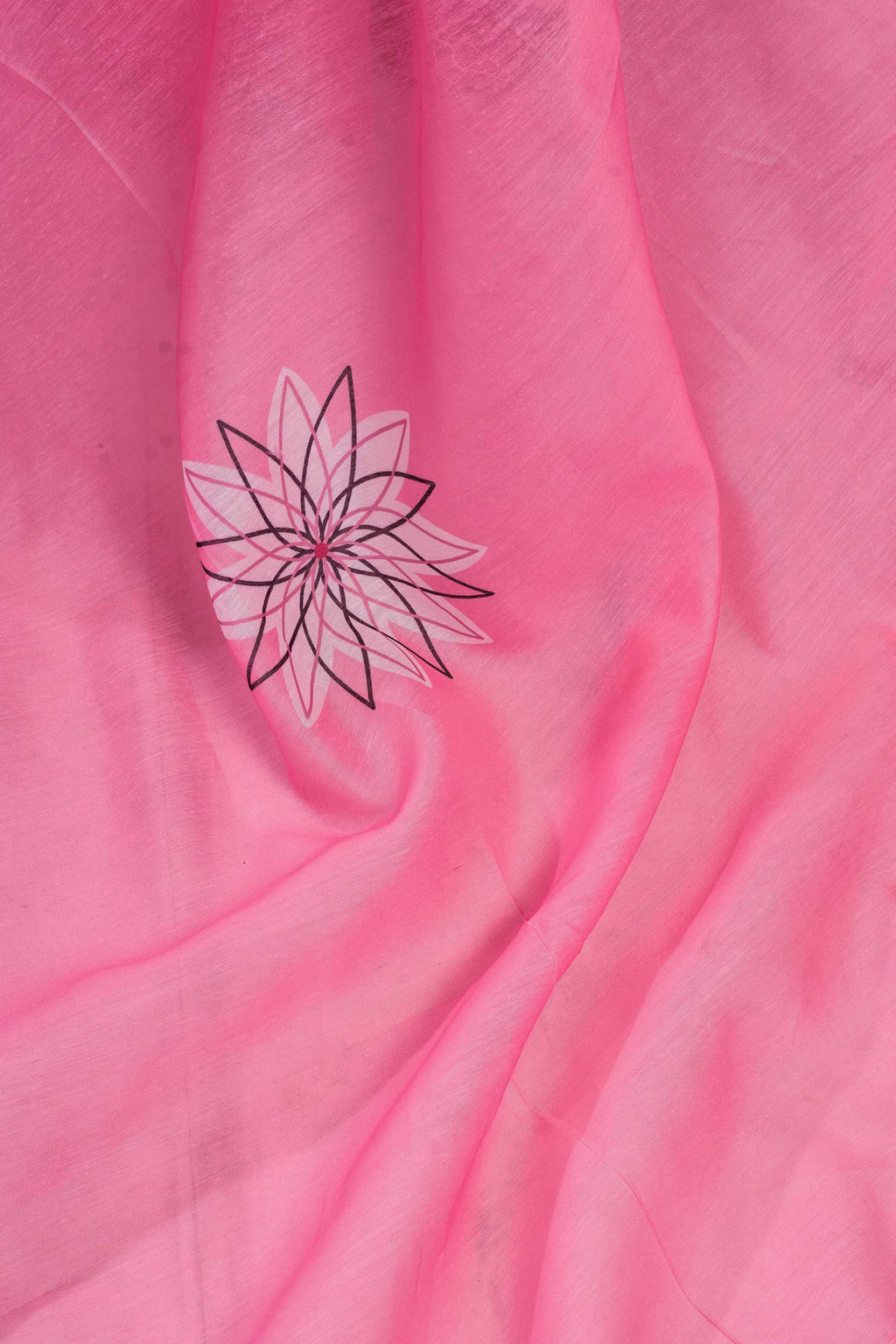 Pink Printed Linen Ready To Wear Saree With Unstitched Blouse