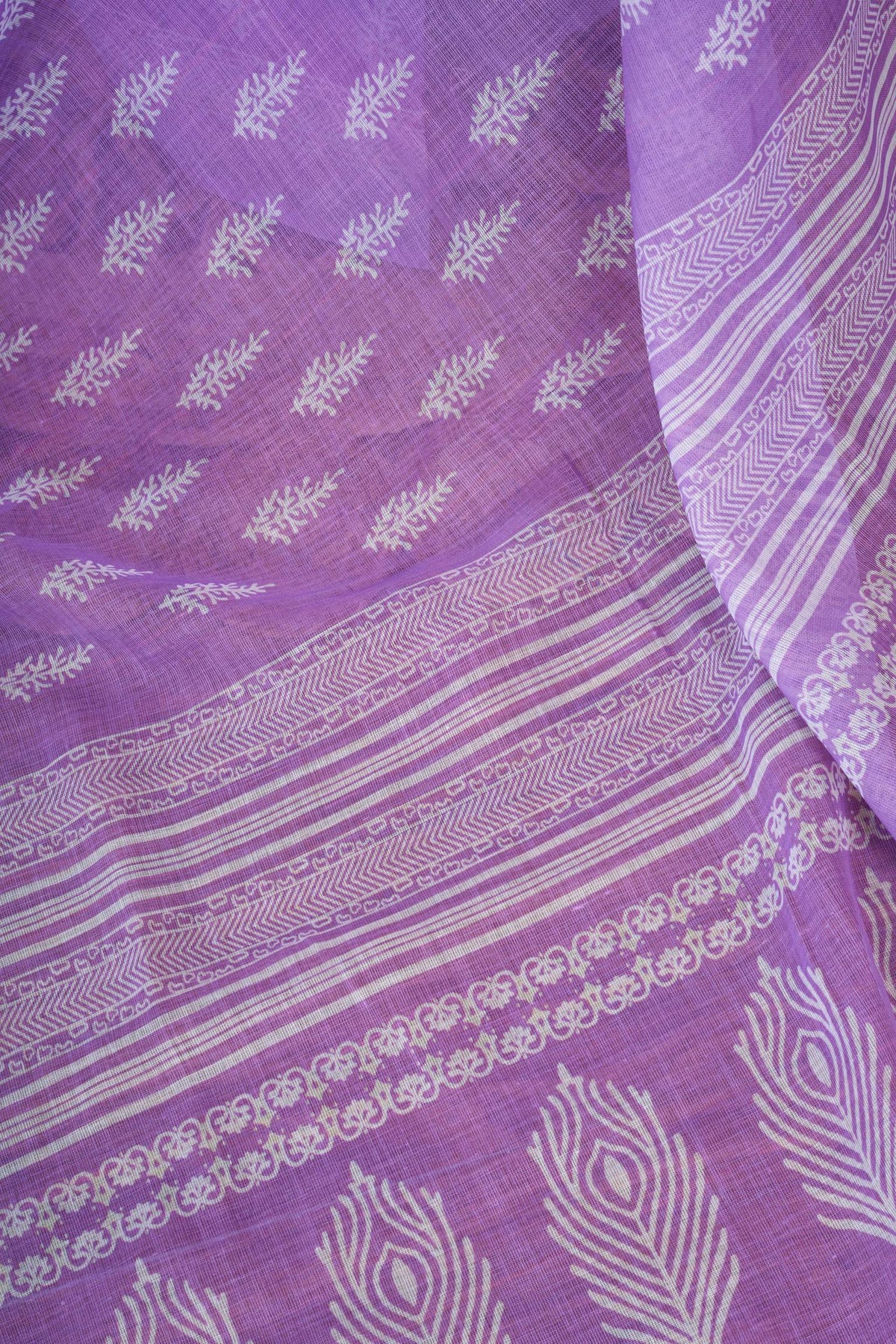 Lavender Printed Ready-to-Wear Saree with Unstitched Blouse
