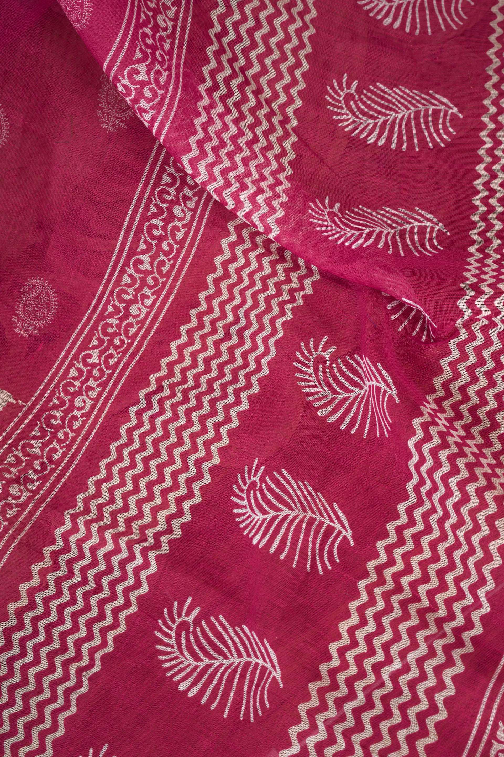 Pink Printed Linen Ready To Wear Party Saree
