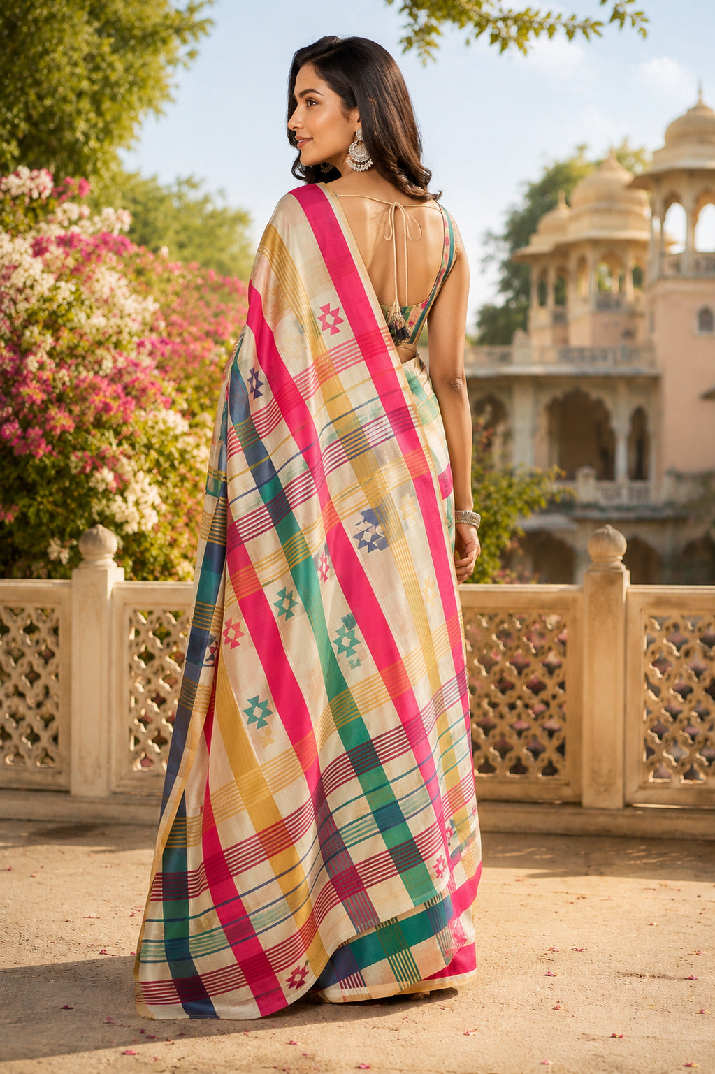 Multicolor Printed Ready-to-Wear Chanderi Cotton Saree