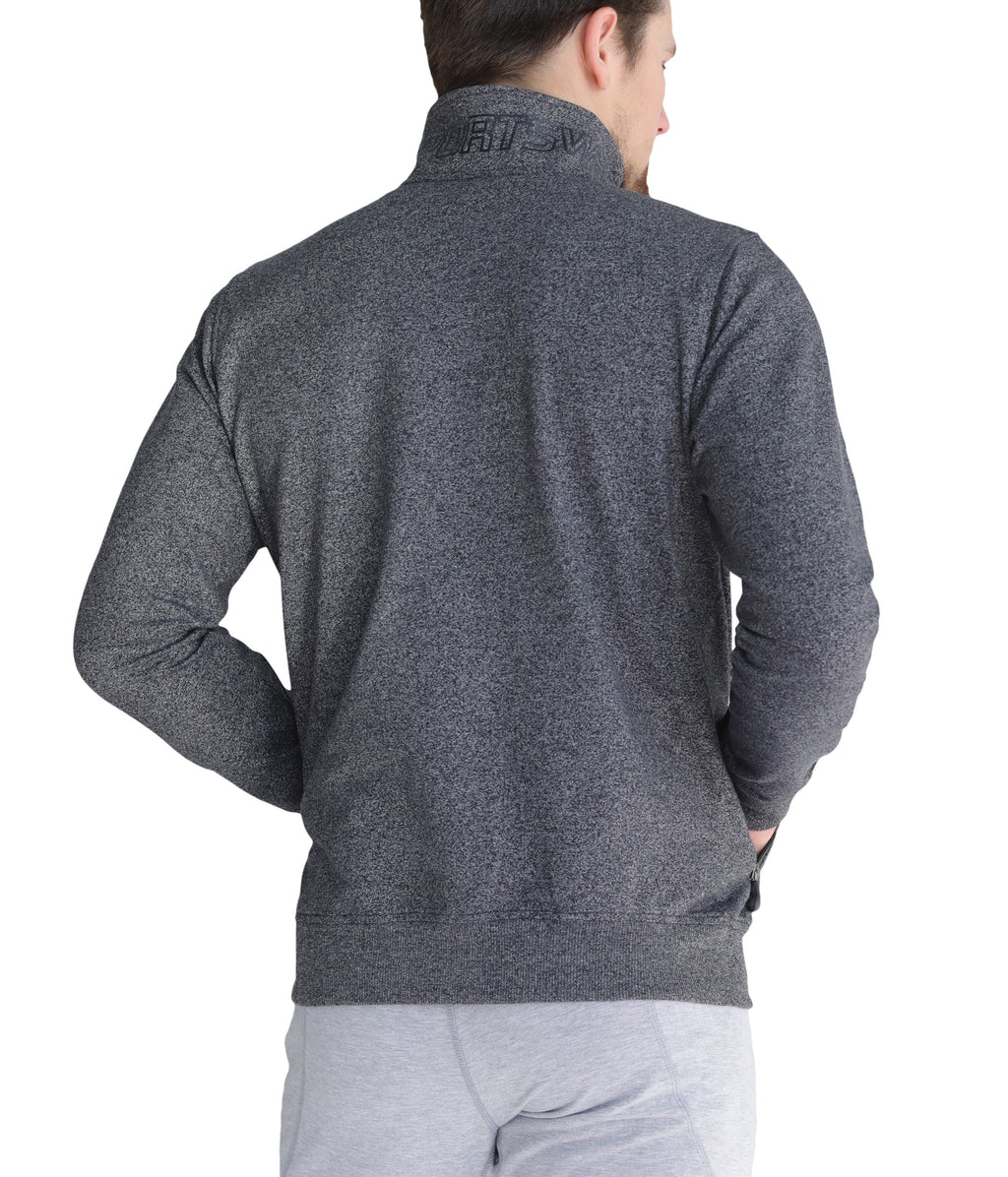 Men's Black Full Zip Athletic Sweatshirt with Stand Collar - Image 14
