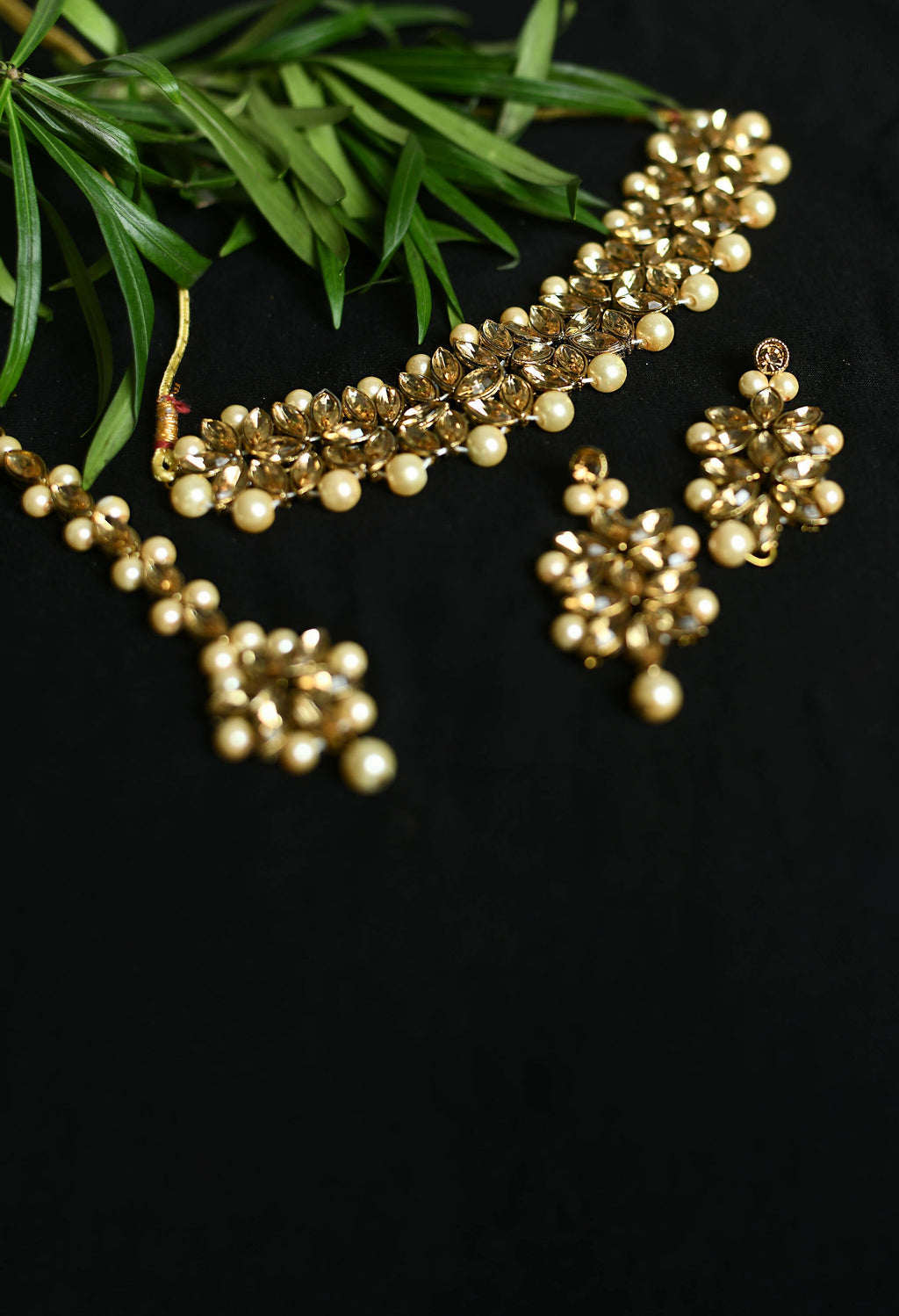 Golden Kundan and Pearl Statement Choker Necklace for Women