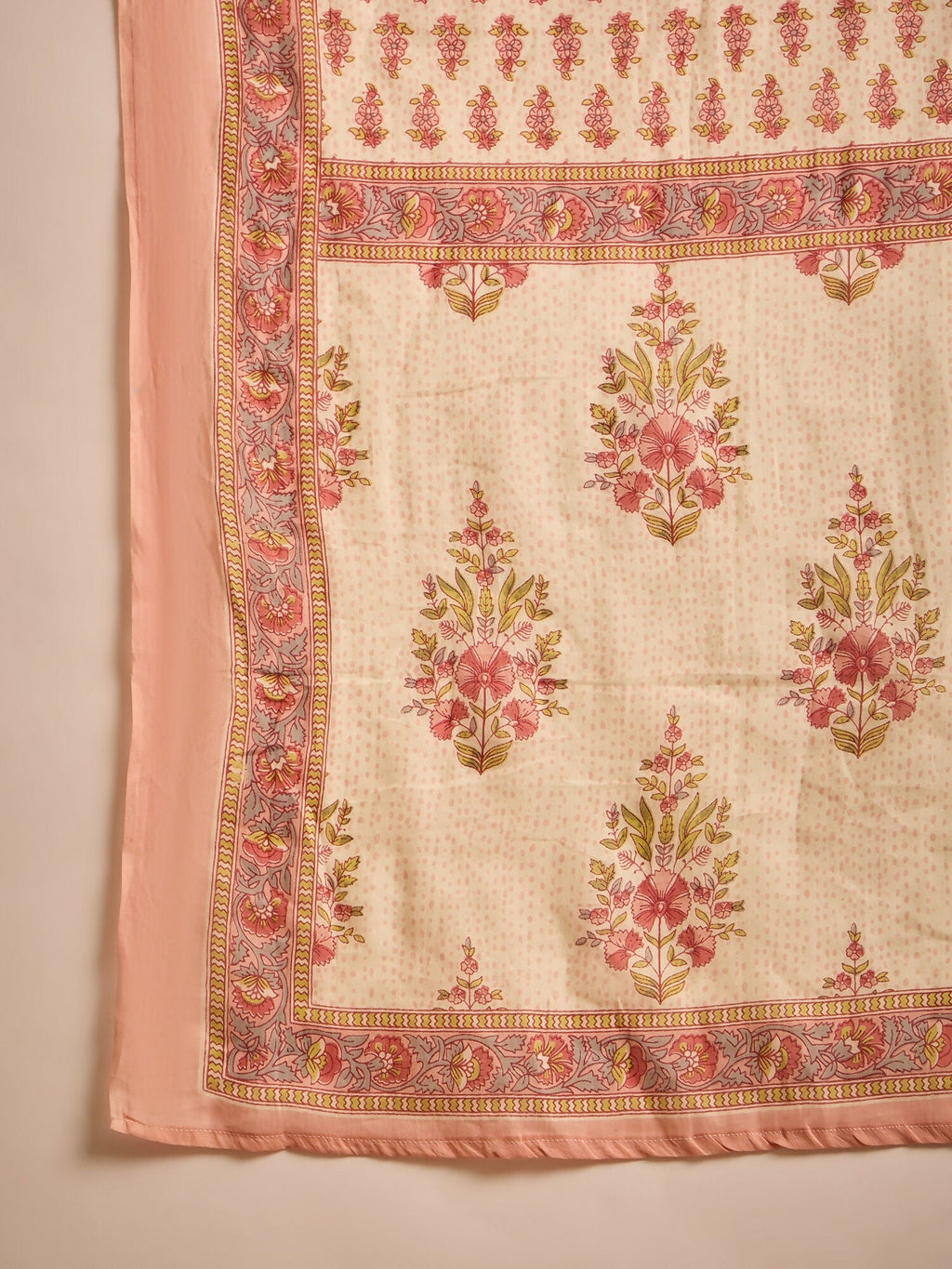 Printed Cream Pure Cotton Kurta Set with 3/4 Sleeves