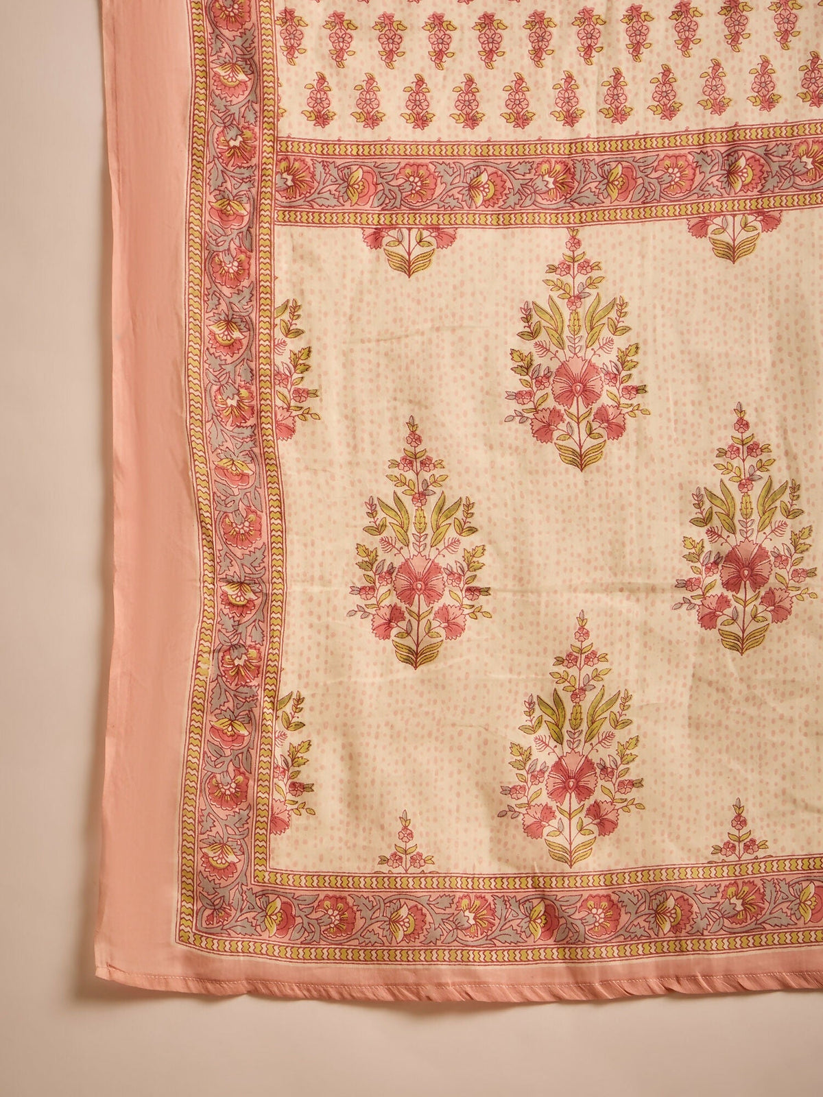 Printed Cream Pure Cotton Kurta Set with 3/4 Sleeves