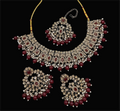Maroon Stone Work Necklace Set with matching earrings