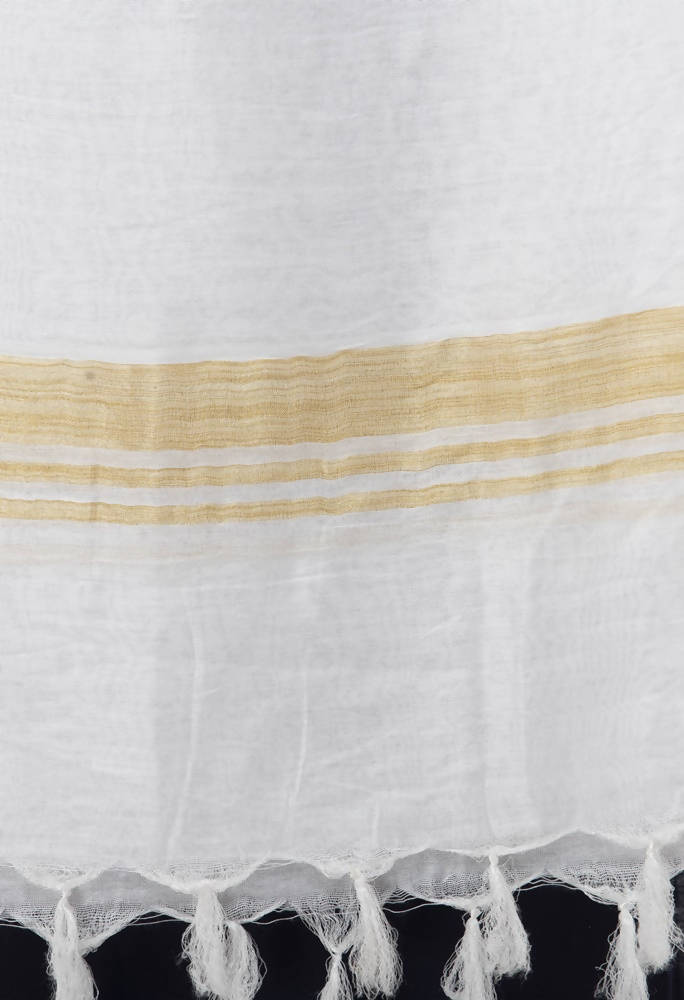 Off White Slub Cotton Dupatta - Elegant Traditional Accessory
