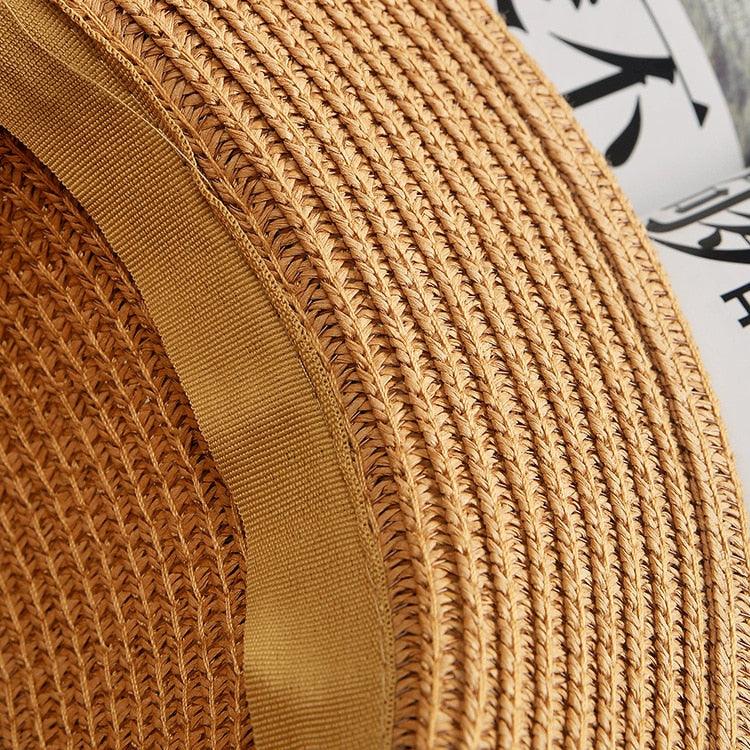 Girls Elegant Straw Beach Sun Hat with Bowknot UV Protection 56-58cm