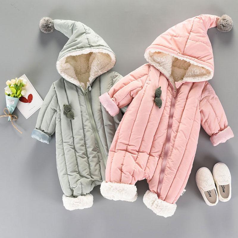 Newborn infant hooded jumpsuit snowsuit in sage green