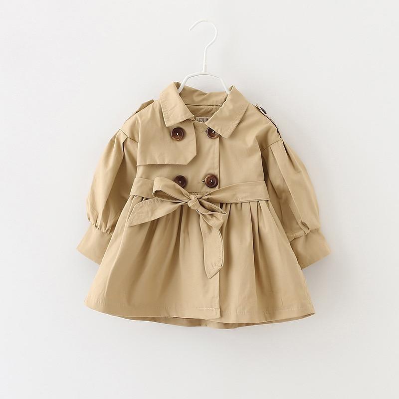 Classic Double-Breasted Cotton Windbreaker Jacket for Baby Girls