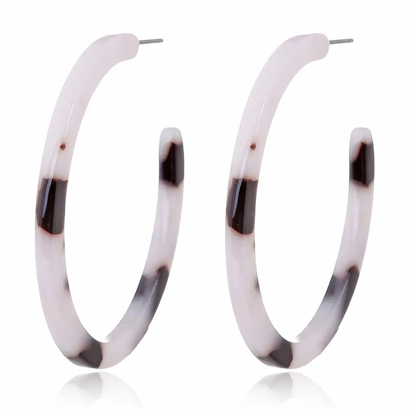 Vintage Leopard Round Acetic Acid Sheet Hoop Earrings For women Big Minimalistic Circle Acrylic Earrings New Boho Jewelry