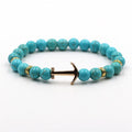 Natural Stone Onyx and Lava Bead Anchor Bracelet for Unisex