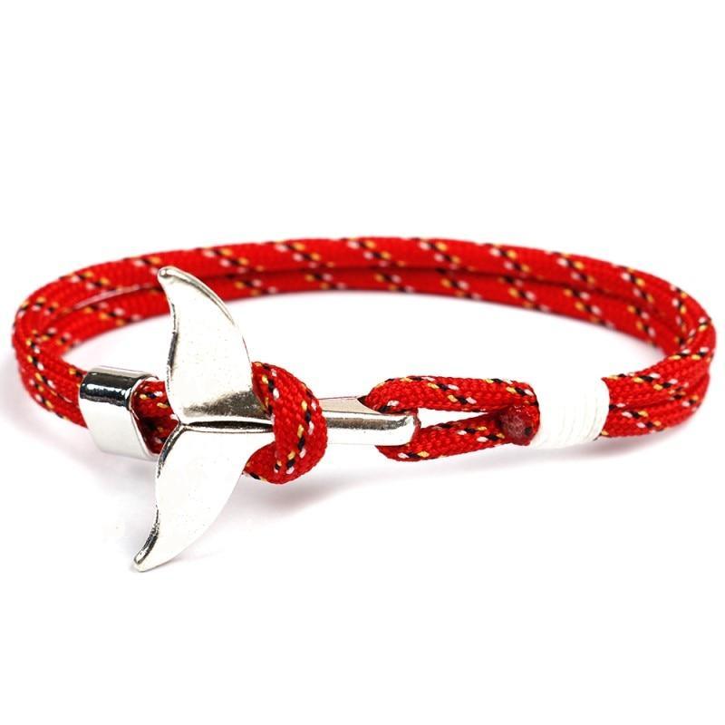 Nautical Whale Tail Rope Bracelet - Adjustable Unisex Charm Gift