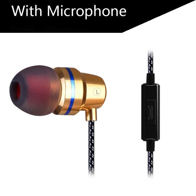 Wired Metal In-Ear Headphones with Microphone and Deep Bass