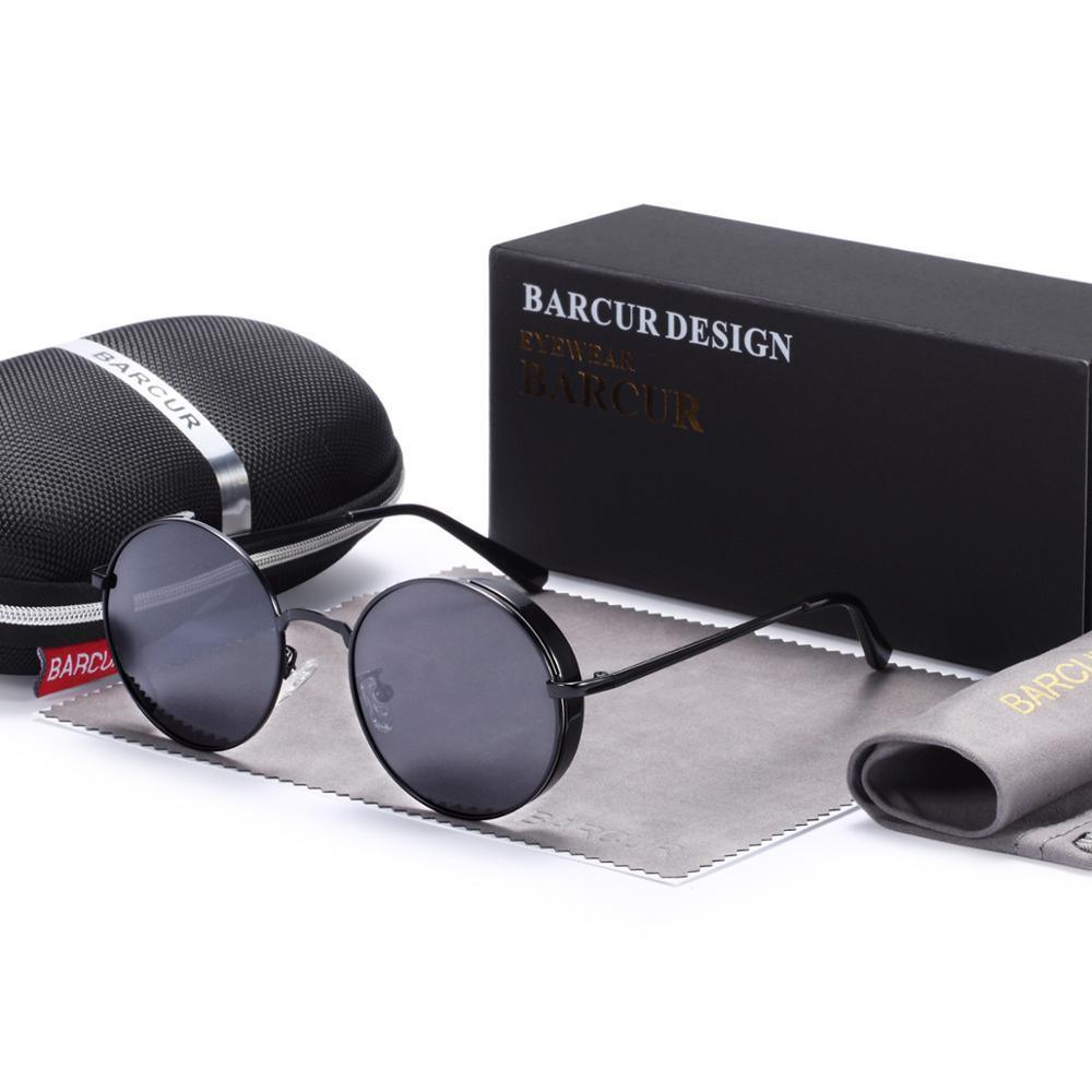 Steampunk Round Polarized Sunglasses with UV400 Protection