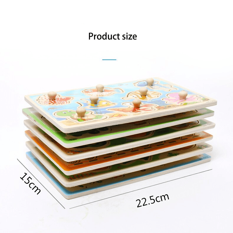 Wooden Montessori Grab Board Puzzle for Early Learning & Play