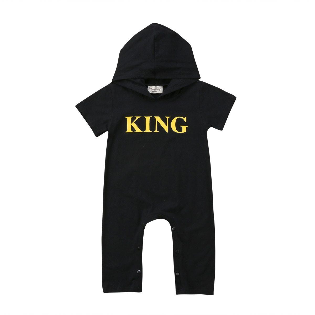 Urban Style Newborn Baby Boy King Print Romper Jumpsuit