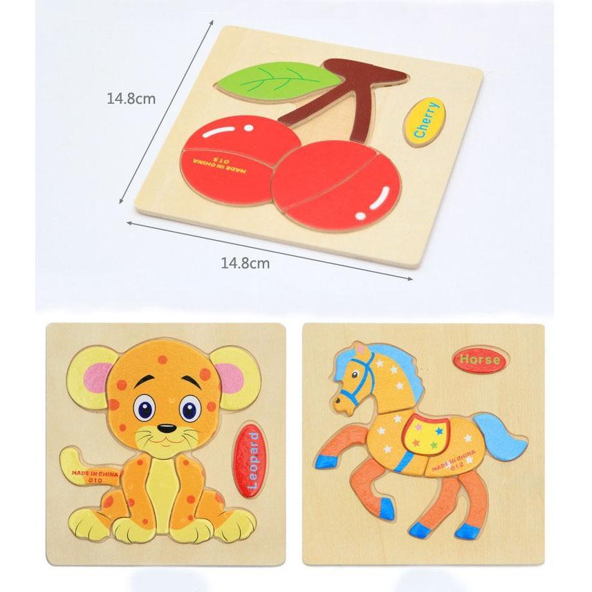 3D Wooden Cartoon Animal & Fruit Intelligence Puzzle for Kids