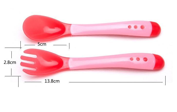 Soft Silicone Baby Fork and Spoon Cutlery Set for Self-Feeding