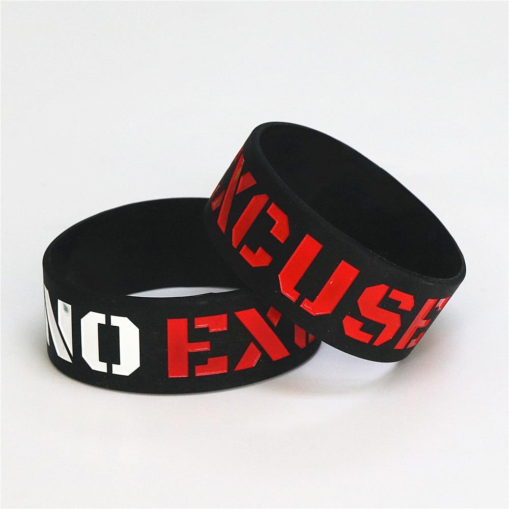 No Excuses Motivational Black Silicone Wristband Sports Bracelet
