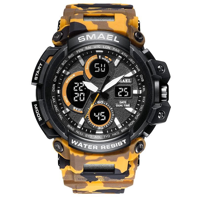 Orange Military Sport Digital Watch with LED Display & Stopwatch