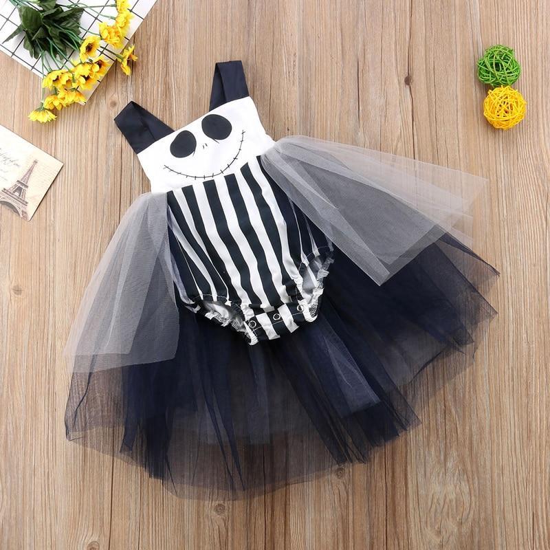 Baby Girl Halloween Striped Tulle Romper Dress Costume