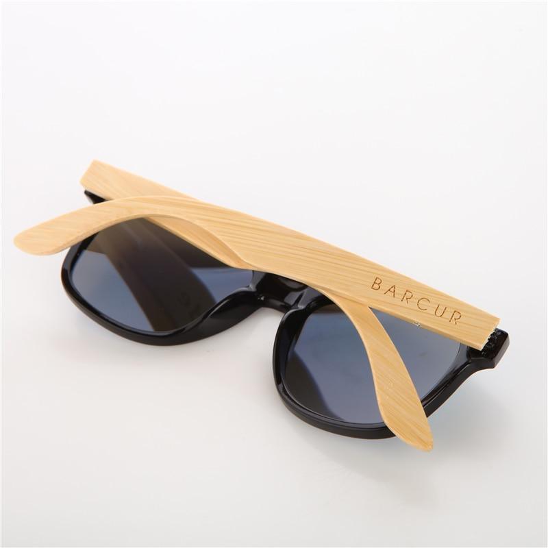 Unisex Retro Rectangular Polarized Sunglasses with Wood Arms