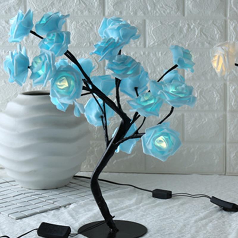 Rose Shaped LED Tree Decorative Table Lamp for Living Room Bedroom