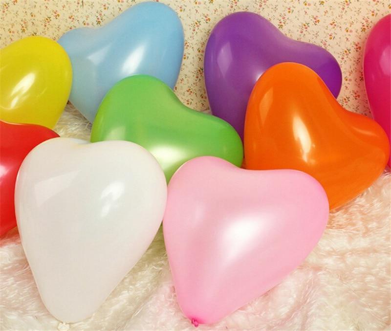 100-Piece Heart-Shaped Red and Pink Latex Balloons