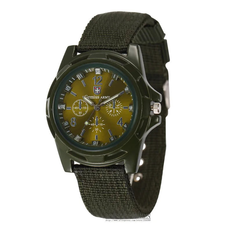 Men's Military Quartz Sport Watch – Soft Nylon Band, Casual Style